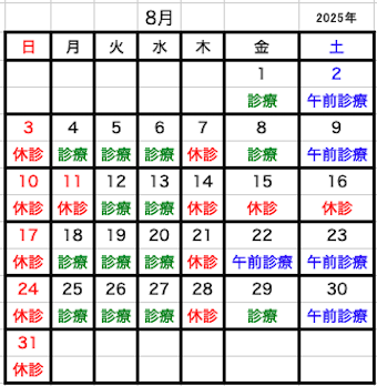 2025年08月診療