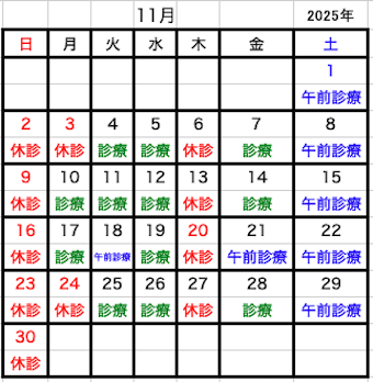 2025年11月診療