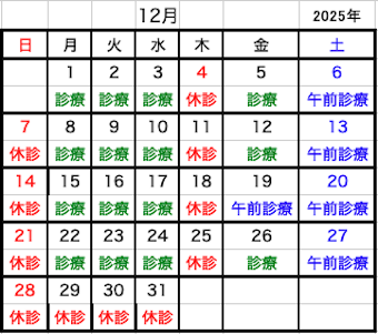 2025年12月診療